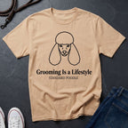 Poodle 'Grooming Is a Lifestyle' Graphic Pop Art Shirt — Modern Line Art Dog Tee