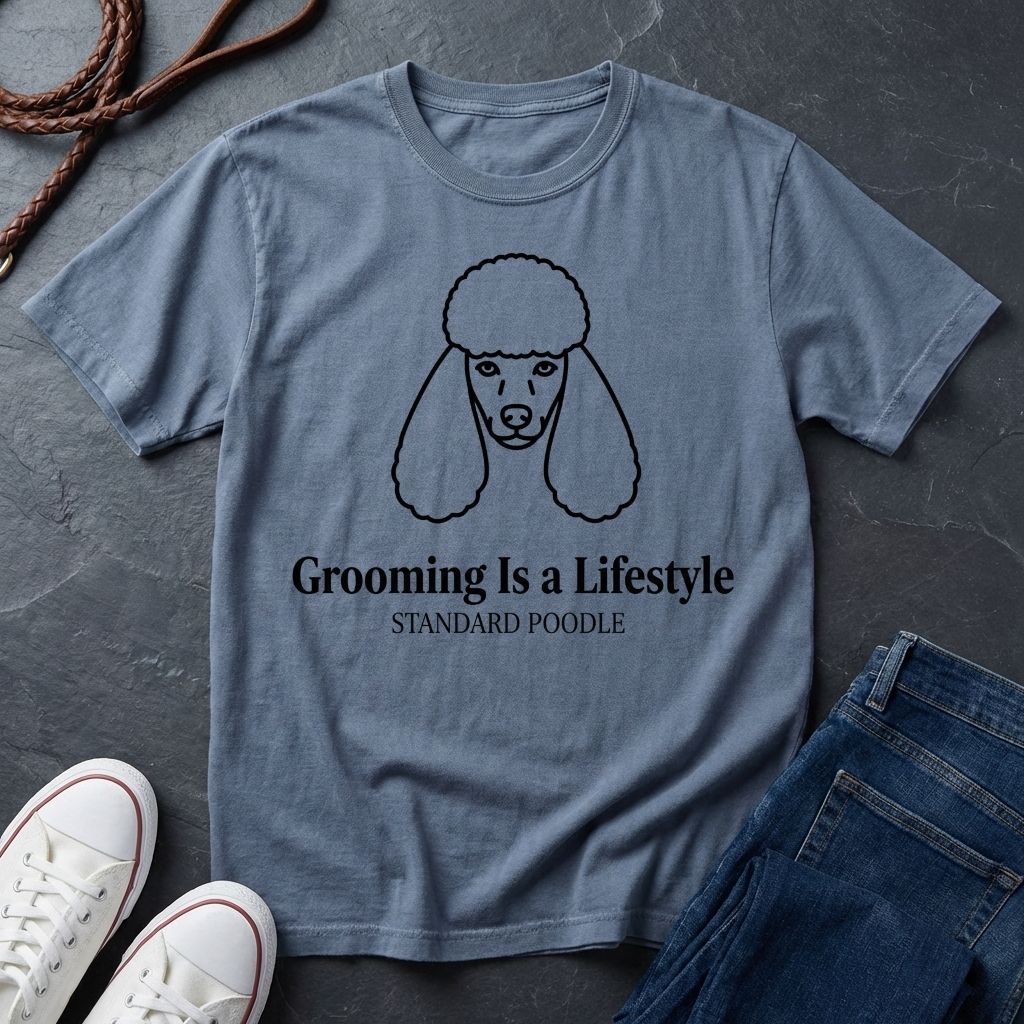 Poodle 'Grooming Is a Lifestyle' Graphic Pop Art Shirt — Modern Line Art Dog Tee