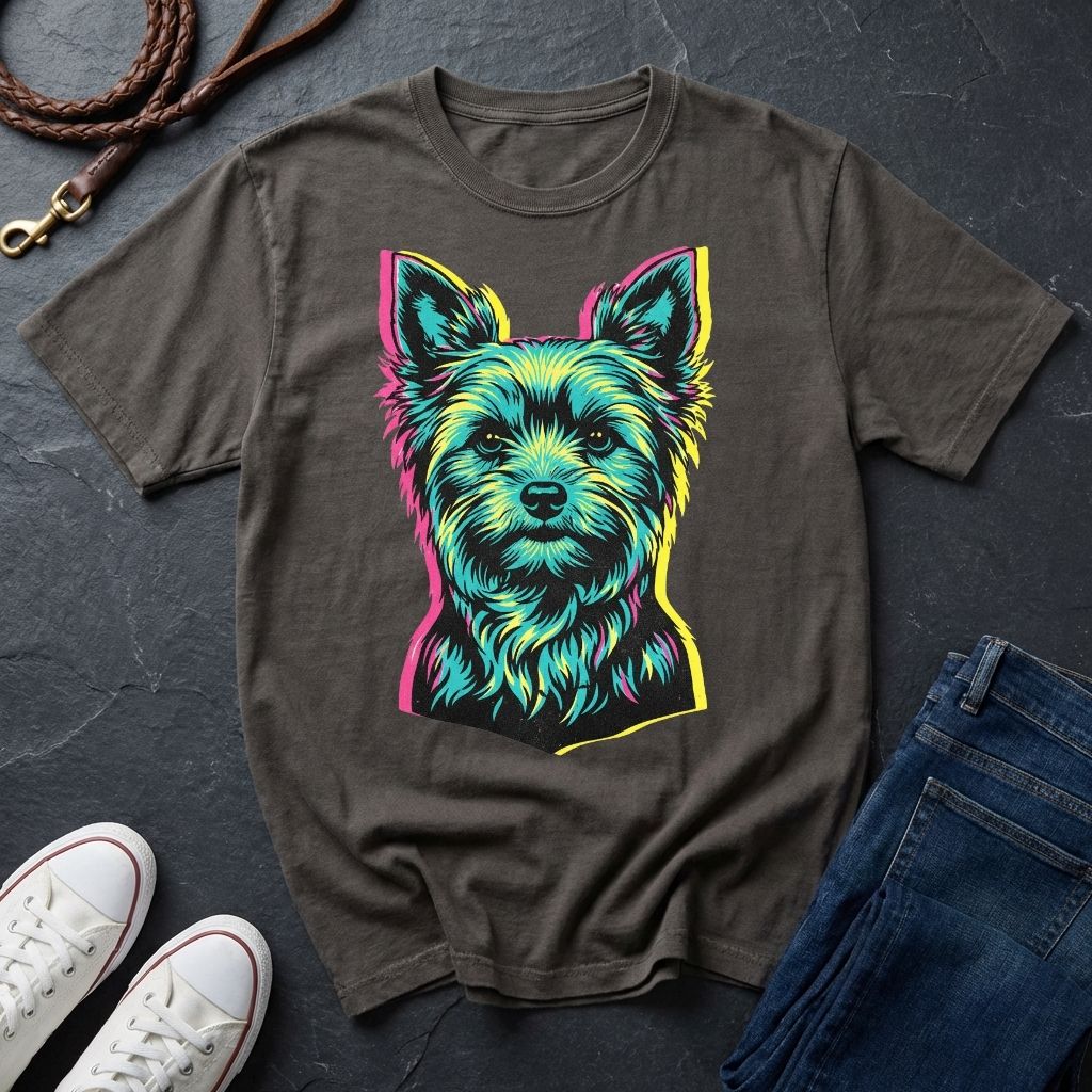 Yorkie Pop Art Shirt, Warhol Style Yorkshire Terrier Tee, Streetwear Misprint Graphic, Comfort Colors 1717, Dog Lover Gift
