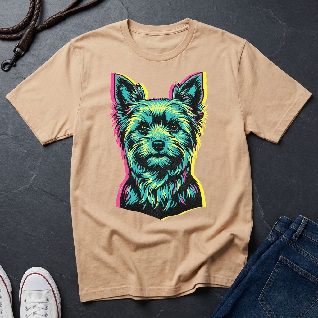 Yorkie Pop Art Shirt, Warhol Style Yorkshire Terrier Tee, Streetwear Misprint Graphic, Comfort Colors 1717, Dog Lover Gift