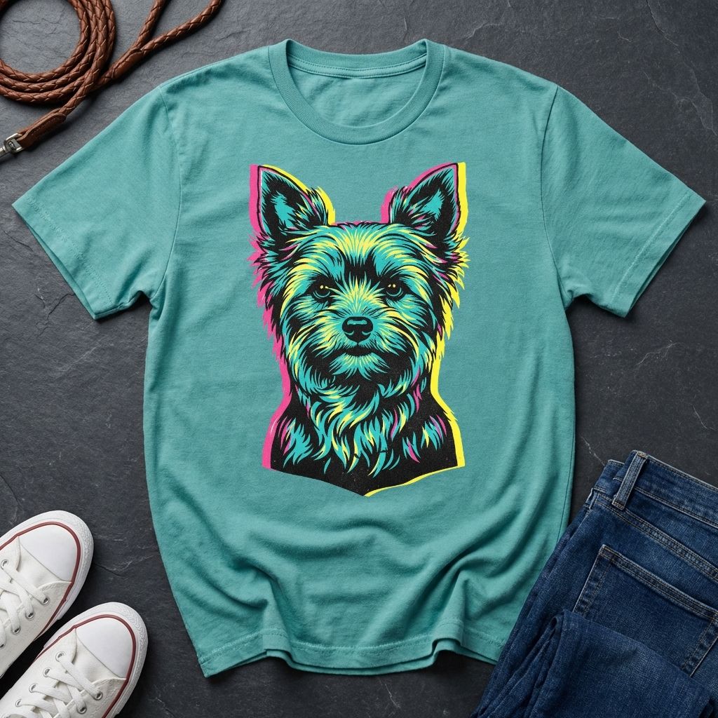 Yorkie Pop Art Shirt, Warhol Style Yorkshire Terrier Tee, Streetwear Misprint Graphic, Comfort Colors 1717, Dog Lover Gift