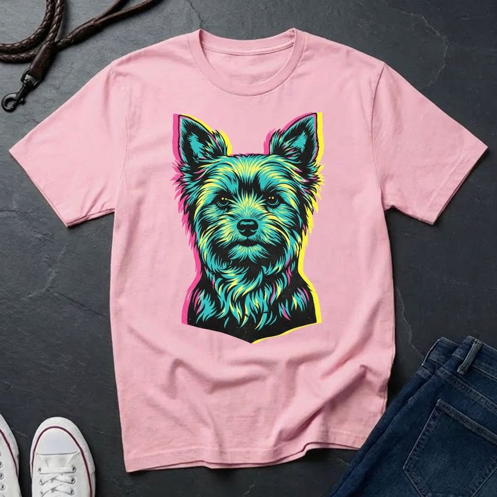 Yorkie Pop Art Shirt, Warhol Style Yorkshire Terrier Tee, Streetwear Misprint Graphic, Comfort Colors 1717, Dog Lover Gift