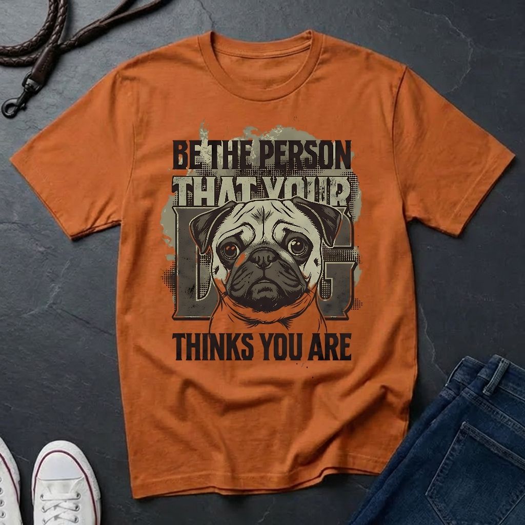 'Be The Person Your Dog Thinks You Are' Pug Shirt — Graphic Art Dog Mom Tee