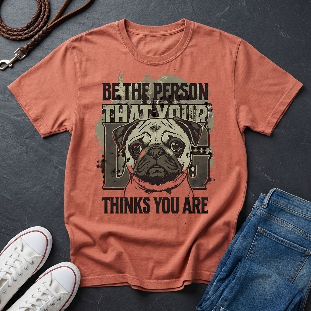'Be The Person Your Dog Thinks You Are' Pug Shirt — Graphic Art Dog Mom Tee