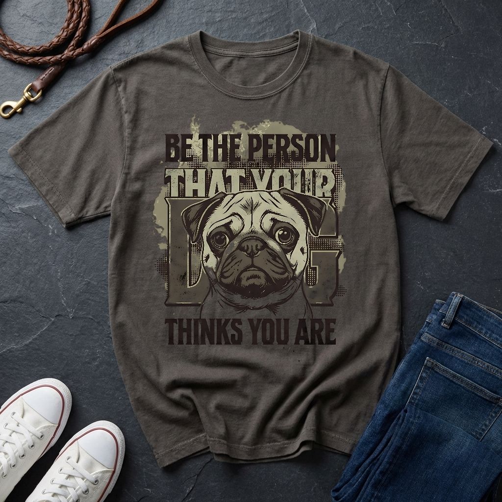 'Be The Person Your Dog Thinks You Are' Pug Shirt — Graphic Art Dog Mom Tee