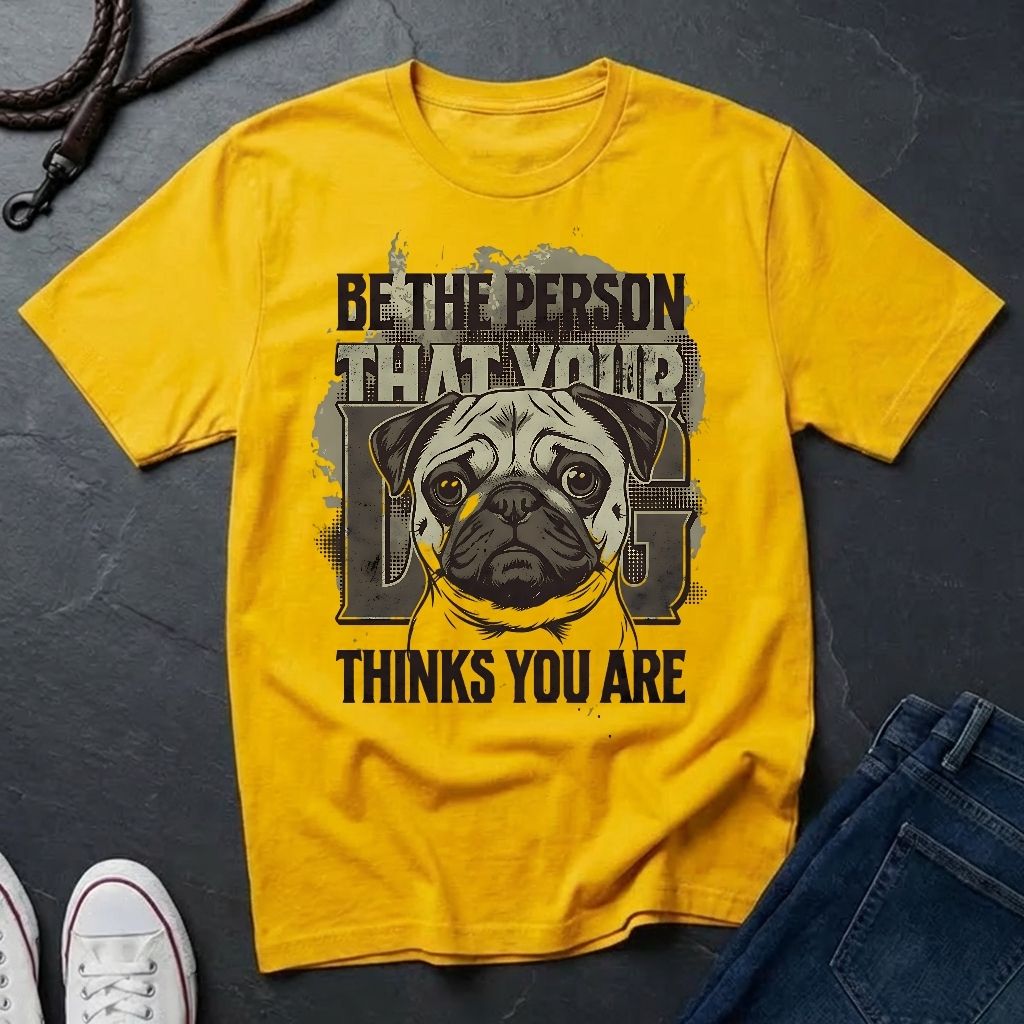 'Be The Person Your Dog Thinks You Are' Pug Shirt — Graphic Art Dog Mom Tee
