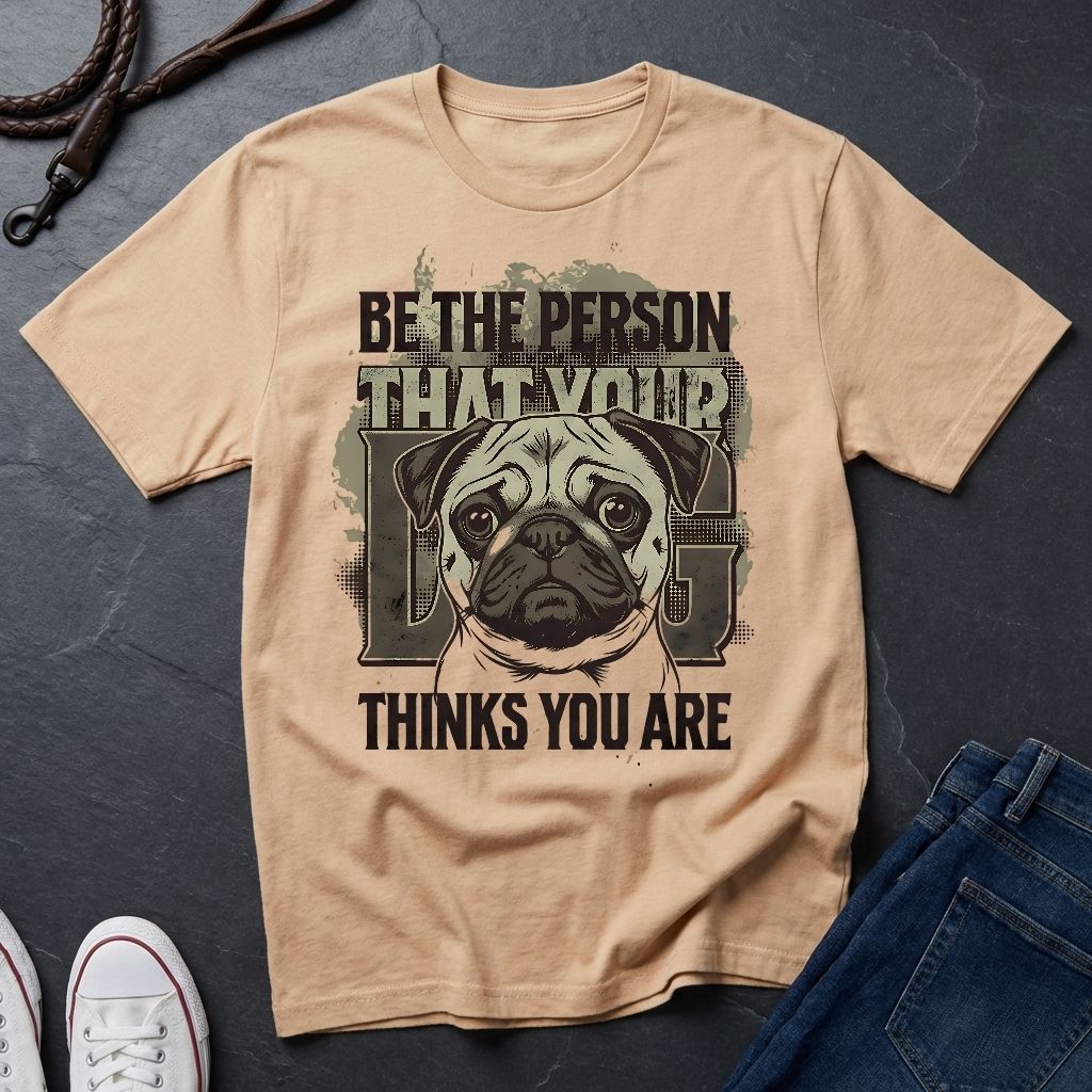 'Be The Person Your Dog Thinks You Are' Pug Shirt — Graphic Art Dog Mom Tee