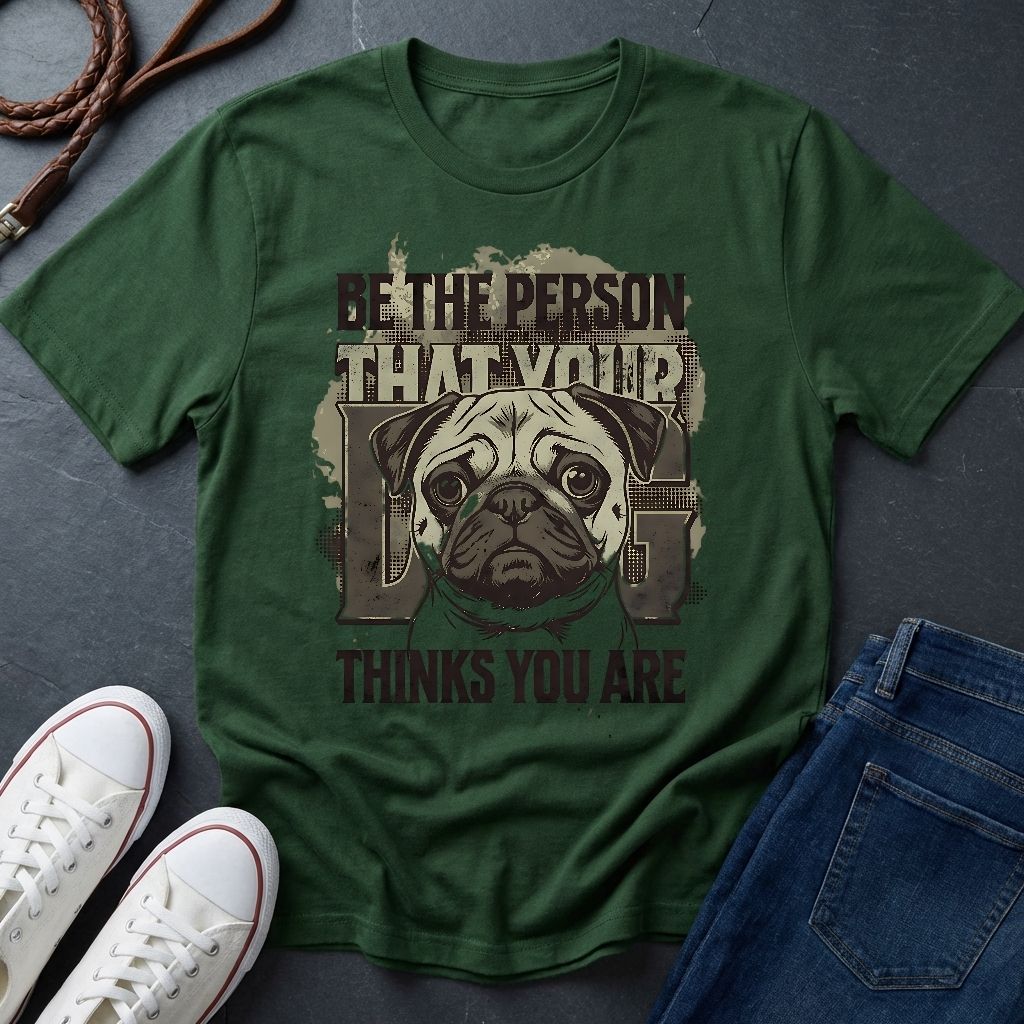 'Be The Person Your Dog Thinks You Are' Pug Shirt — Graphic Art Dog Mom Tee