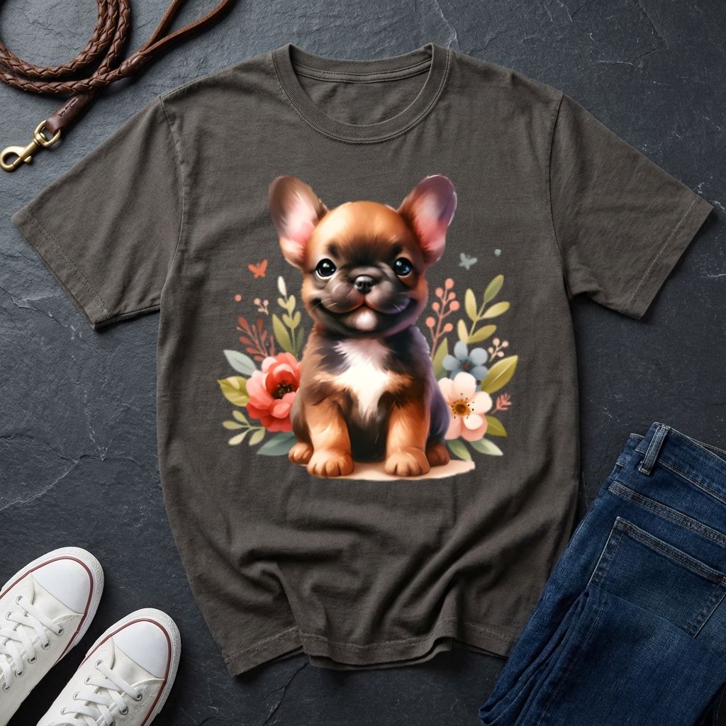 French Bulldog Floral T-Shirt — Cute Puppy Comfort Colors Design