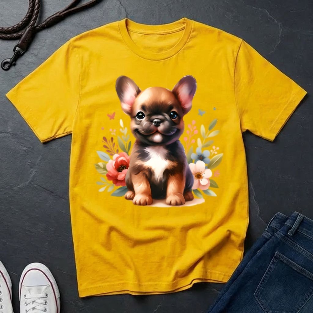 French Bulldog Floral T-Shirt — Cute Puppy Comfort Colors Design