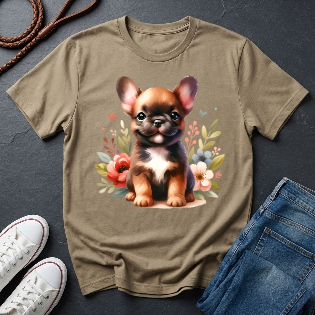 French Bulldog Floral T-Shirt — Cute Puppy Comfort Colors Design