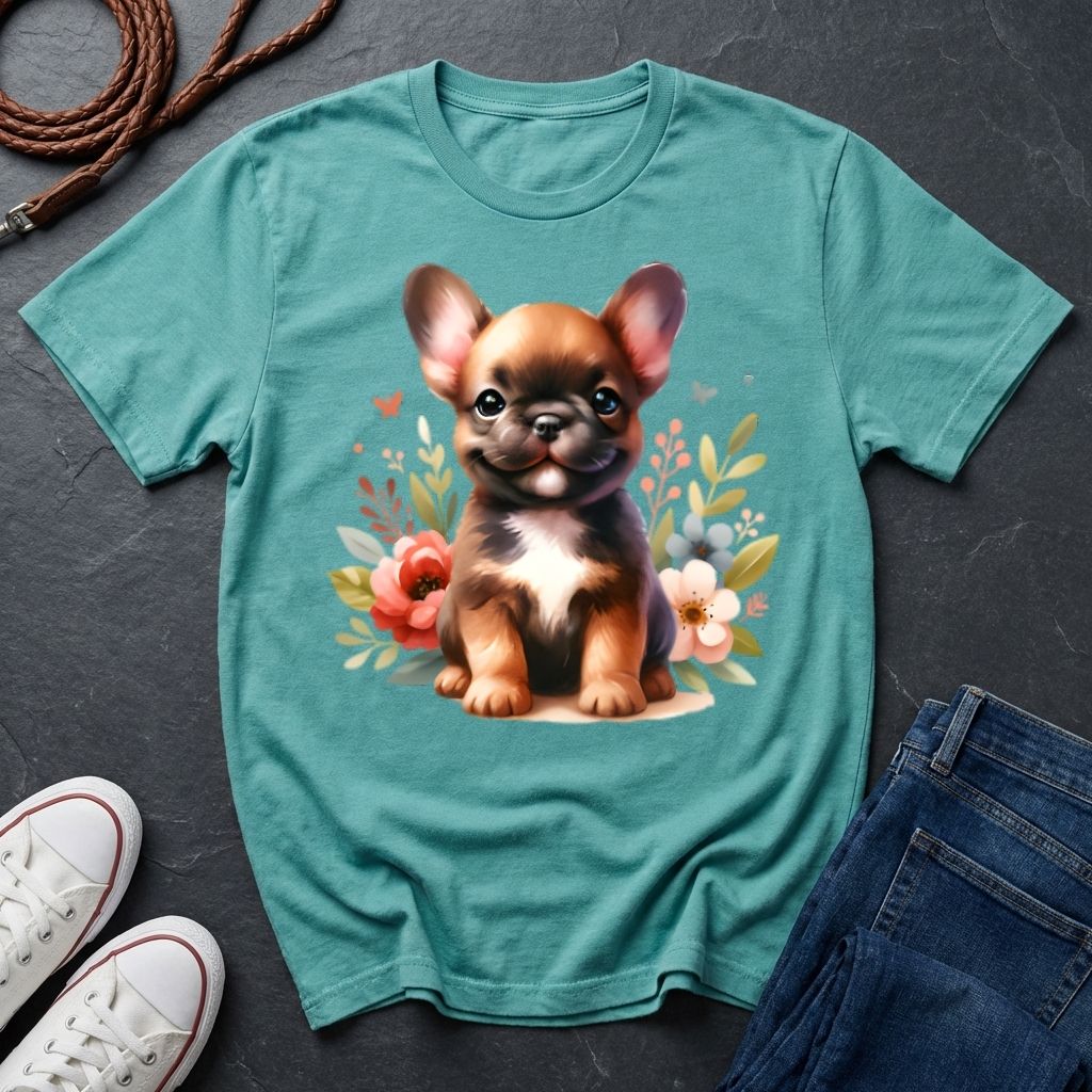 French Bulldog Floral T-Shirt — Cute Puppy Comfort Colors Design