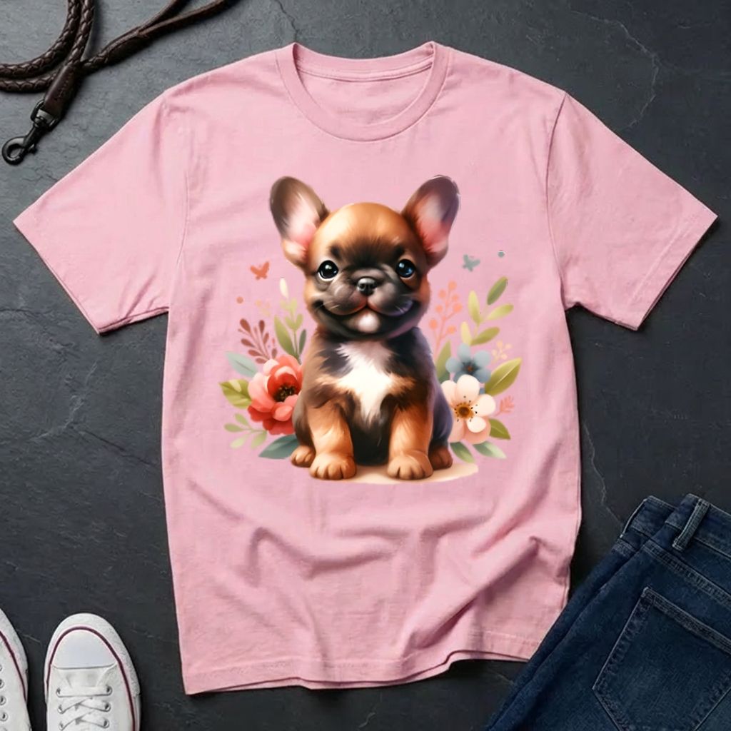 French Bulldog Floral T-Shirt — Cute Puppy Comfort Colors Design