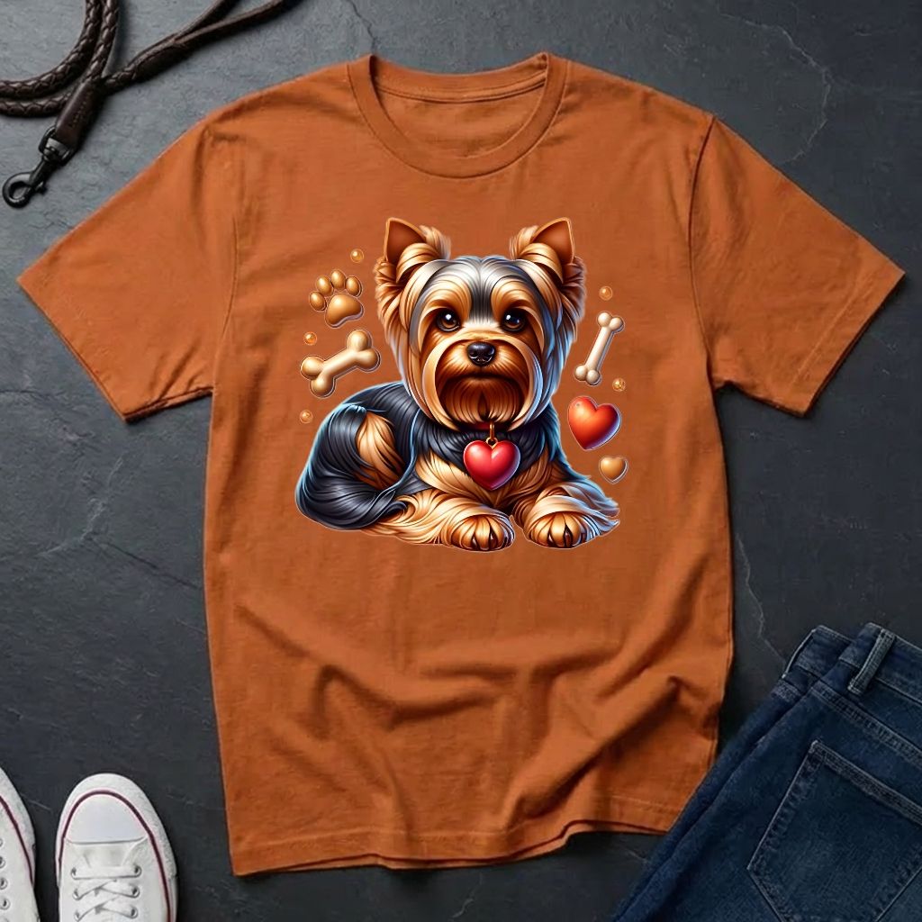 Yorkie 'Love' Graphic Pop Art Shirt — Modern Hearts & Bones Dog Tee