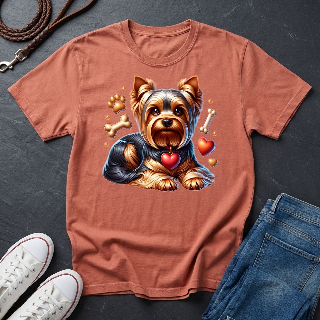 Yorkie 'Love' Graphic Pop Art Shirt — Modern Hearts & Bones Dog Tee