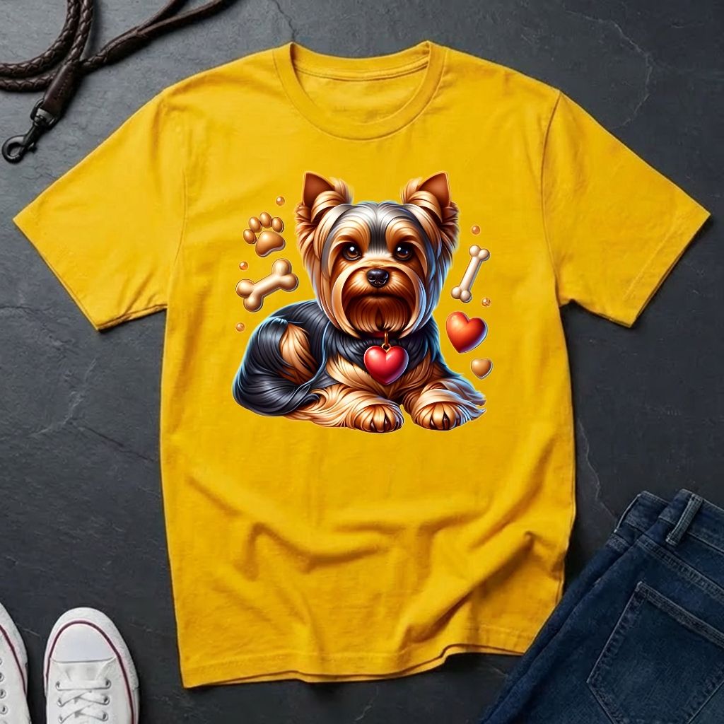 Yorkie 'Love' Graphic Pop Art Shirt — Modern Hearts & Bones Dog Tee