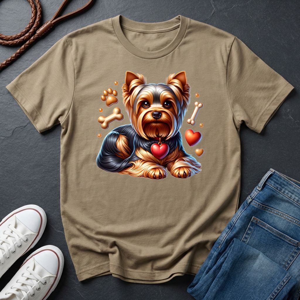 Yorkie 'Love' Graphic Pop Art Shirt — Modern Hearts & Bones Dog Tee