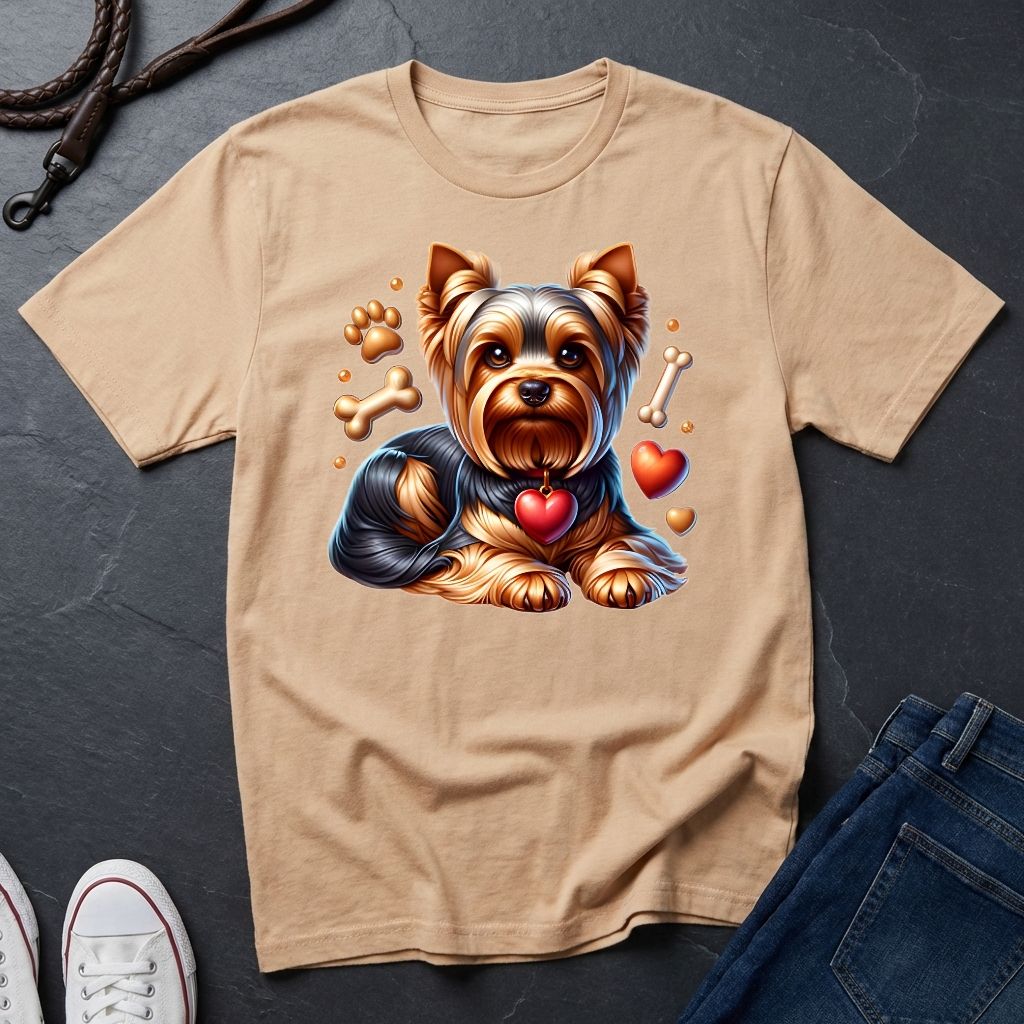 Yorkie 'Love' Graphic Pop Art Shirt — Modern Hearts & Bones Dog Tee