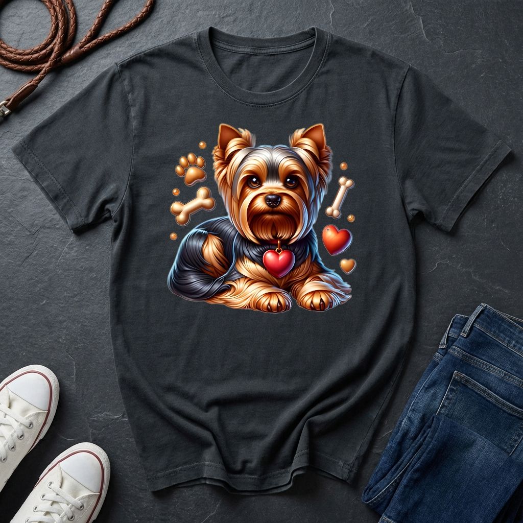 Yorkie 'Love' Graphic Pop Art Shirt — Modern Hearts & Bones Dog Tee