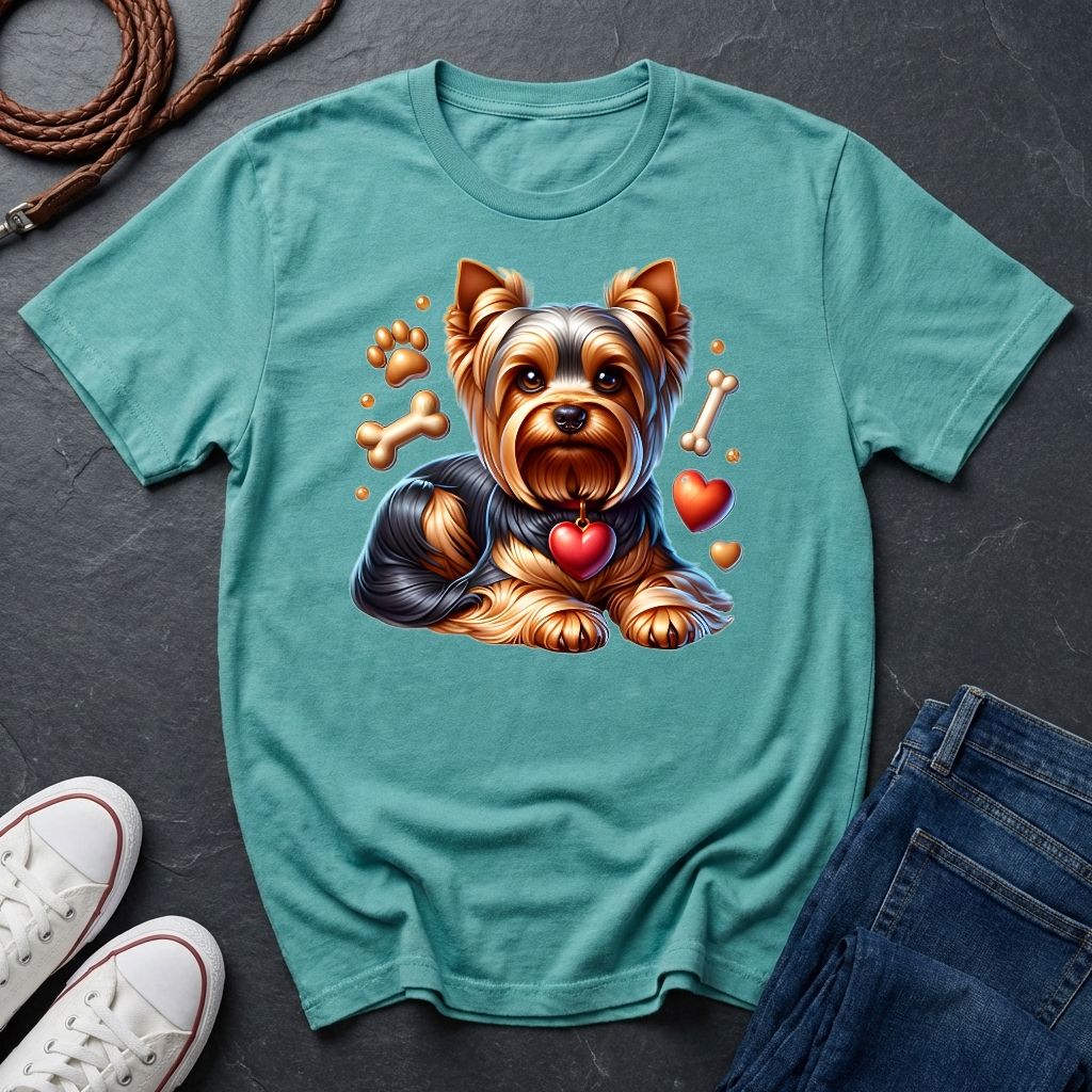 Yorkie 'Love' Graphic Pop Art Shirt — Modern Hearts & Bones Dog Tee