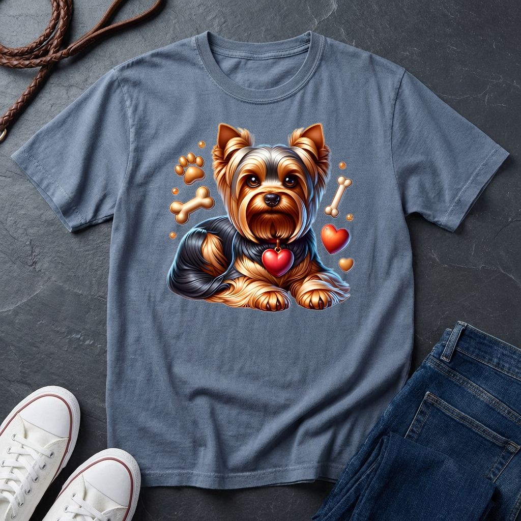 Yorkie 'Love' Graphic Pop Art Shirt — Modern Hearts & Bones Dog Tee