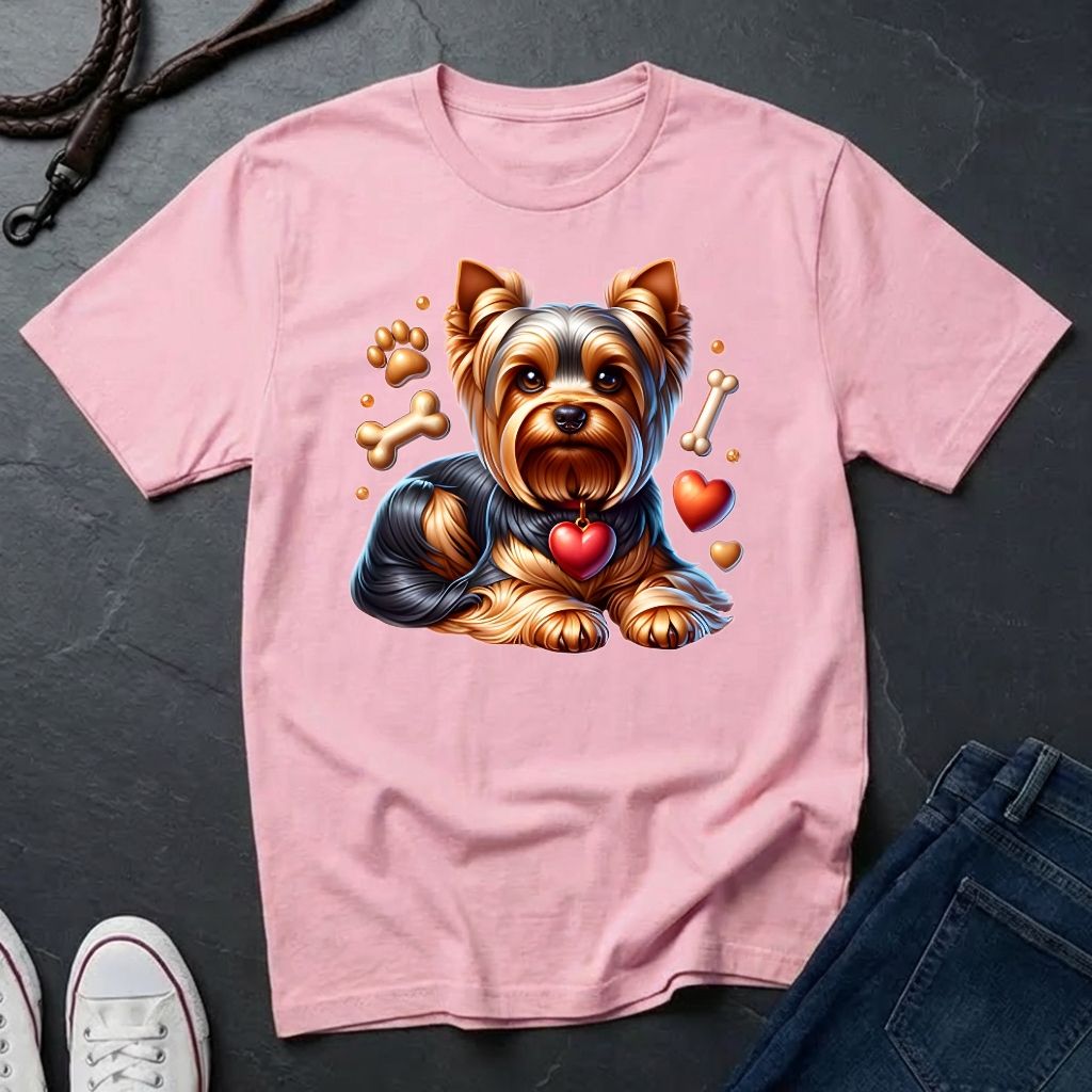 Yorkie 'Love' Graphic Pop Art Shirt — Modern Hearts & Bones Dog Tee