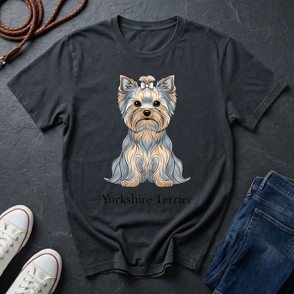 Yorkshire Terrier Graphic Art Shirt — Modern Yorkie Portrait Tee — Comfort Colors 1717