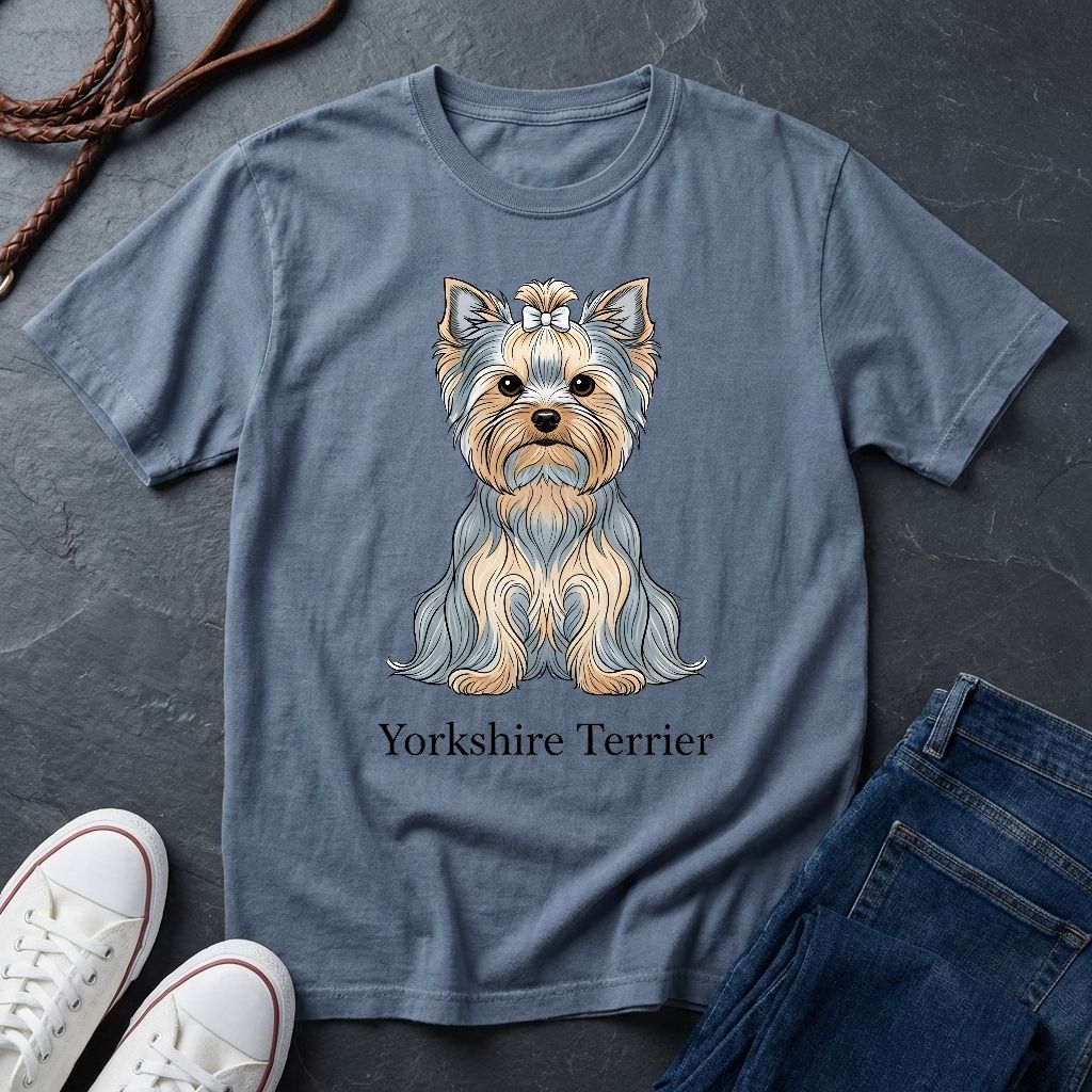 Yorkshire Terrier Graphic Art Shirt — Modern Yorkie Portrait Tee — Comfort Colors 1717