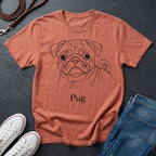 Pug Outline Graphic Pop Art Shirt — Minimalist Bold Dog Portrait Tee