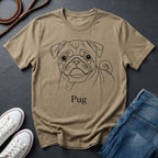 Pug Outline Graphic Pop Art Shirt — Minimalist Bold Dog Portrait Tee