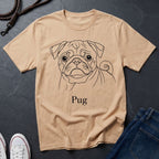 Pug Outline Graphic Pop Art Shirt — Minimalist Bold Dog Portrait Tee