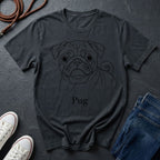Pug Outline Graphic Pop Art Shirt — Minimalist Bold Dog Portrait Tee