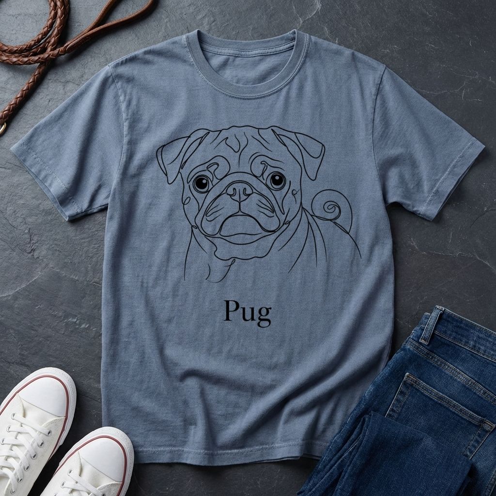 Pug Outline Graphic Pop Art Shirt — Minimalist Bold Dog Portrait Tee