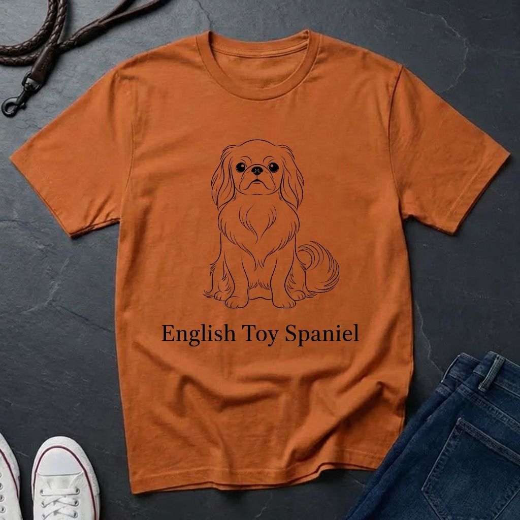 English Toy Spaniel Line Art Shirt — Bold Graphic Pop Art Dog Tee