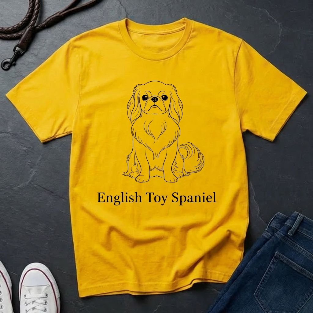 English Toy Spaniel Line Art Shirt — Bold Graphic Pop Art Dog Tee