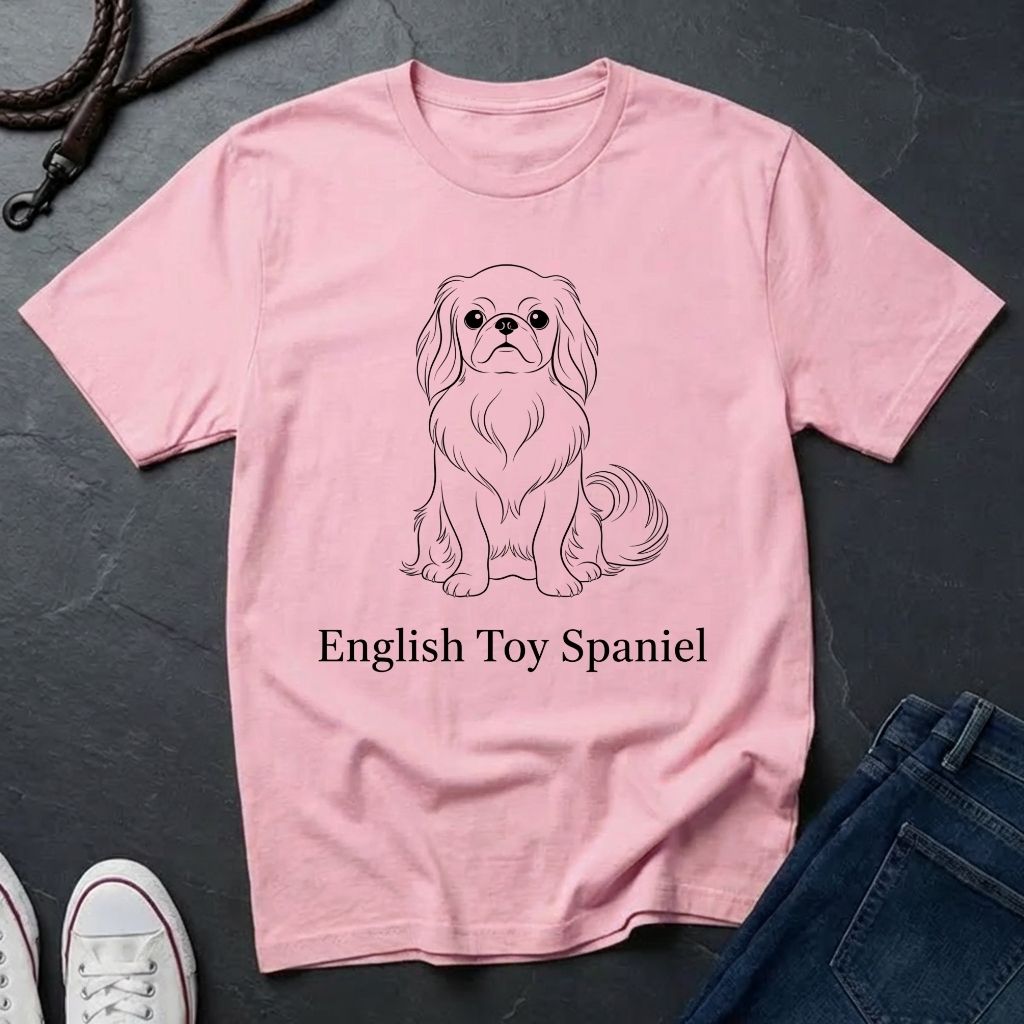 English Toy Spaniel Line Art Shirt — Bold Graphic Pop Art Dog Tee