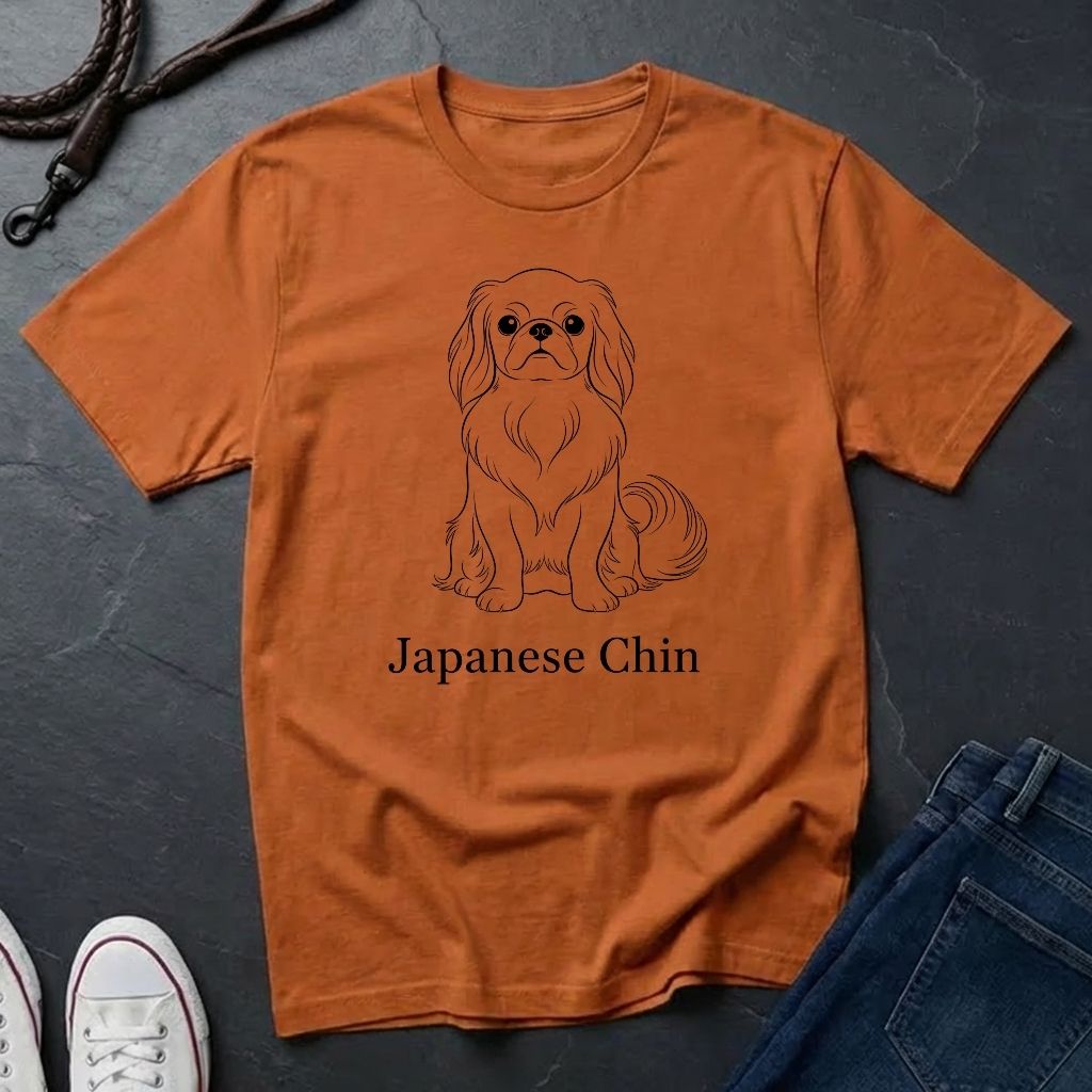 Japanese Chin Graphic Pop Art Shirt — Bold Minimalist Line Art Dog Tee