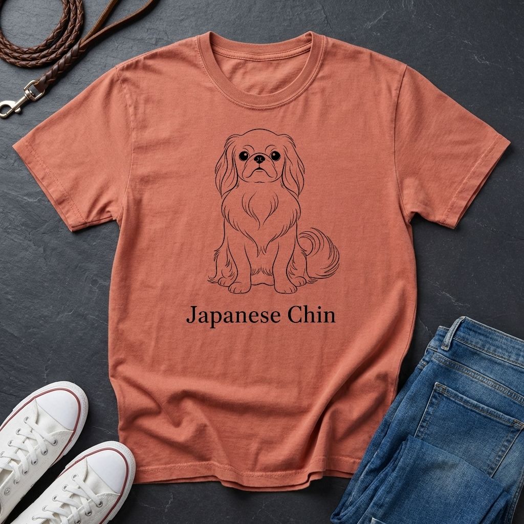 Japanese Chin Graphic Pop Art Shirt — Bold Minimalist Line Art Dog Tee