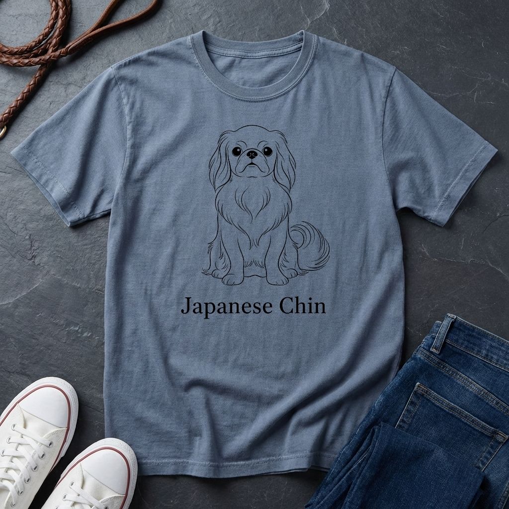 Japanese Chin Graphic Pop Art Shirt — Bold Minimalist Line Art Dog Tee