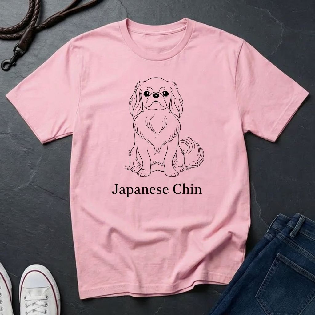 Japanese Chin Graphic Pop Art Shirt — Bold Minimalist Line Art Dog Tee