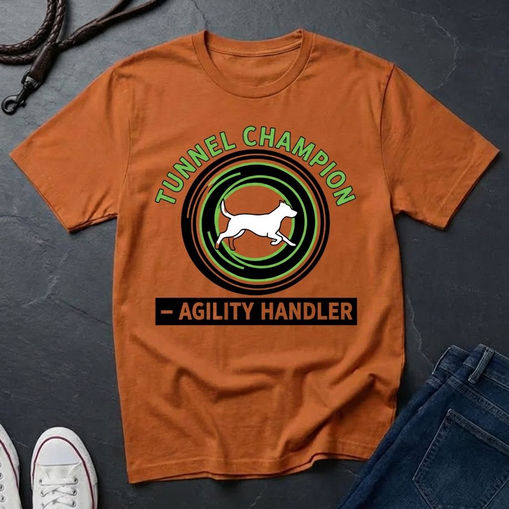 Agility Handler "Tunnel Champion" Shirt — Graphic Art Dog Agility Sport Tee