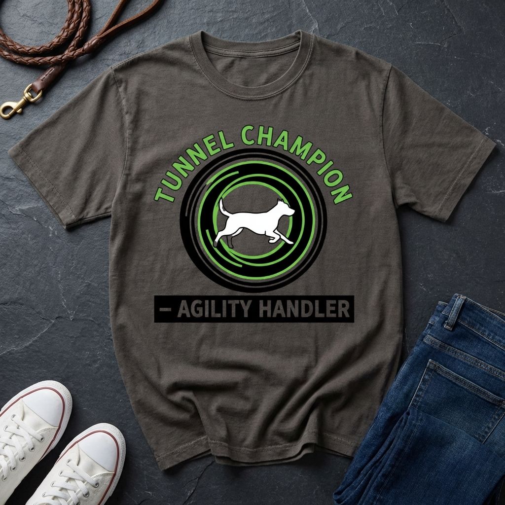 Agility Handler "Tunnel Champion" Shirt — Graphic Art Dog Agility Sport Tee