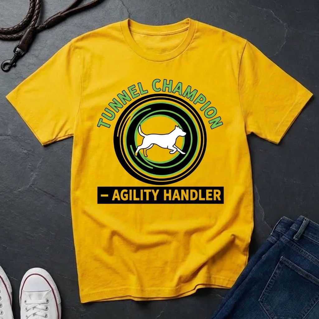 Agility Handler "Tunnel Champion" Shirt — Graphic Art Dog Agility Sport Tee