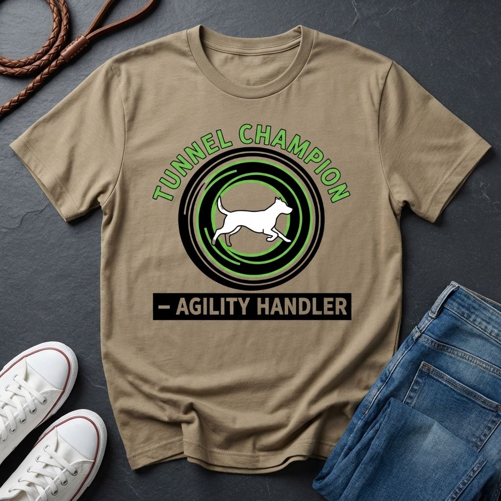 Agility Handler "Tunnel Champion" Shirt — Graphic Art Dog Agility Sport Tee
