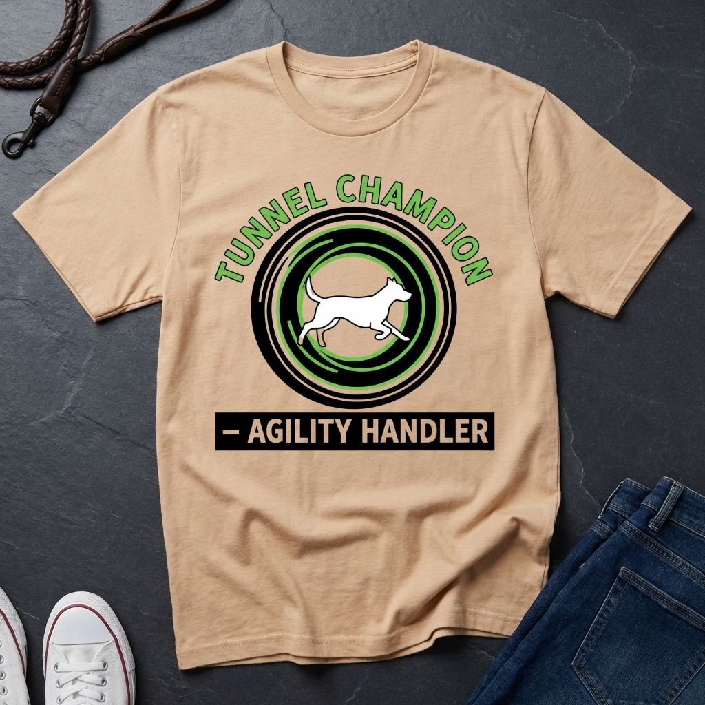 Agility Handler "Tunnel Champion" Shirt — Graphic Art Dog Agility Sport Tee