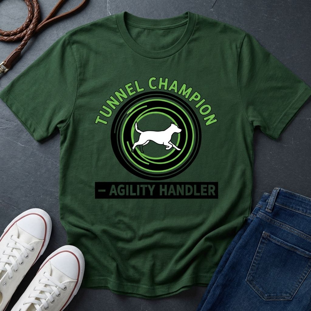 Agility Handler "Tunnel Champion" Shirt — Graphic Art Dog Agility Sport Tee