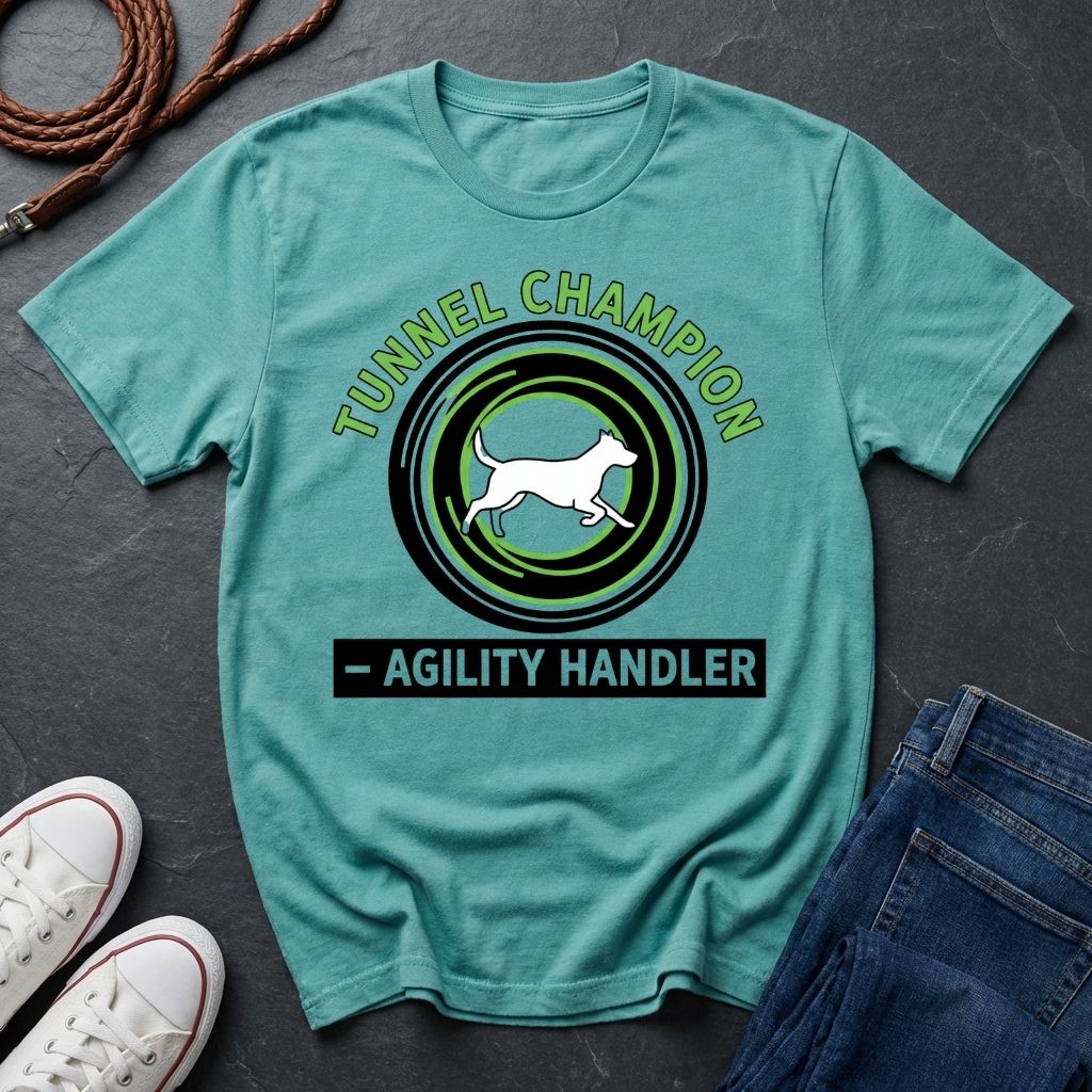 Agility Handler "Tunnel Champion" Shirt — Graphic Art Dog Agility Sport Tee