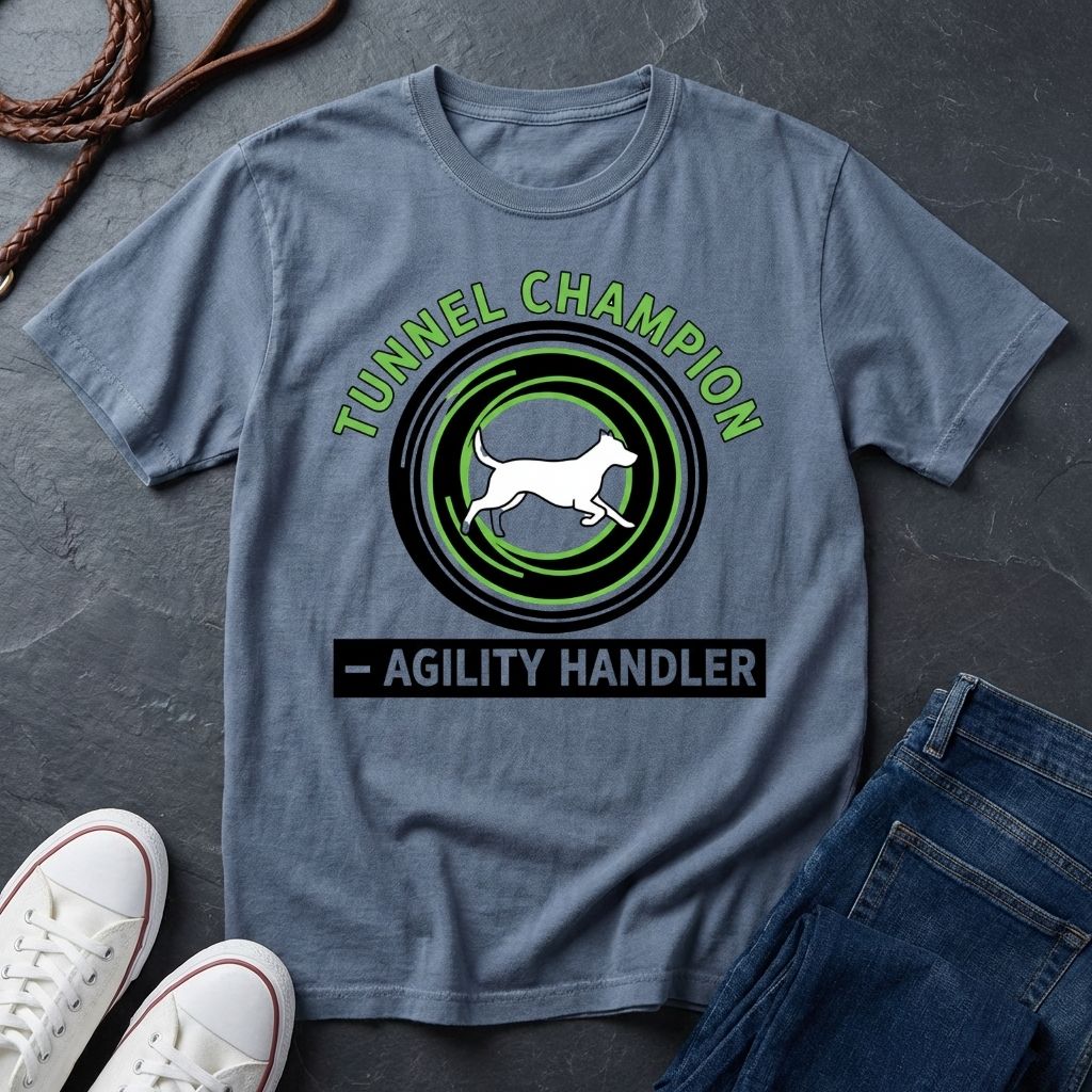 Agility Handler "Tunnel Champion" Shirt — Graphic Art Dog Agility Sport Tee