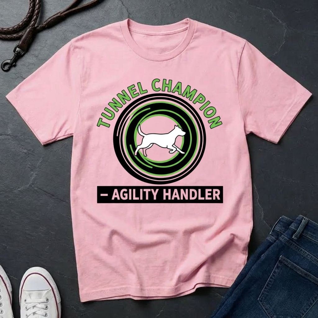 Agility Handler "Tunnel Champion" Shirt — Graphic Art Dog Agility Sport Tee