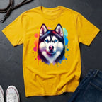 Siberian Husky Graphic Pop Art Shirt — Colorful Watercolor Splash Dog Tee